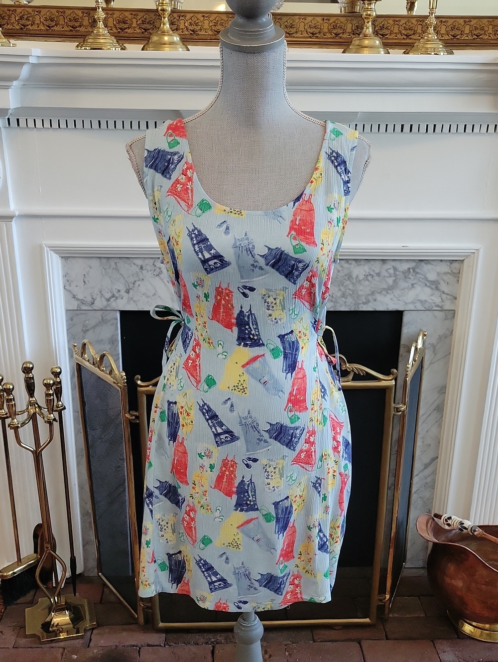 Vtg Line Two Gauze Sundress